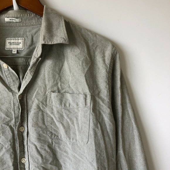 Frank & Oak Shirt Mens XLarge The Jasper Gray Button Up Long Sleeve Pockets - Picture 5 of 11